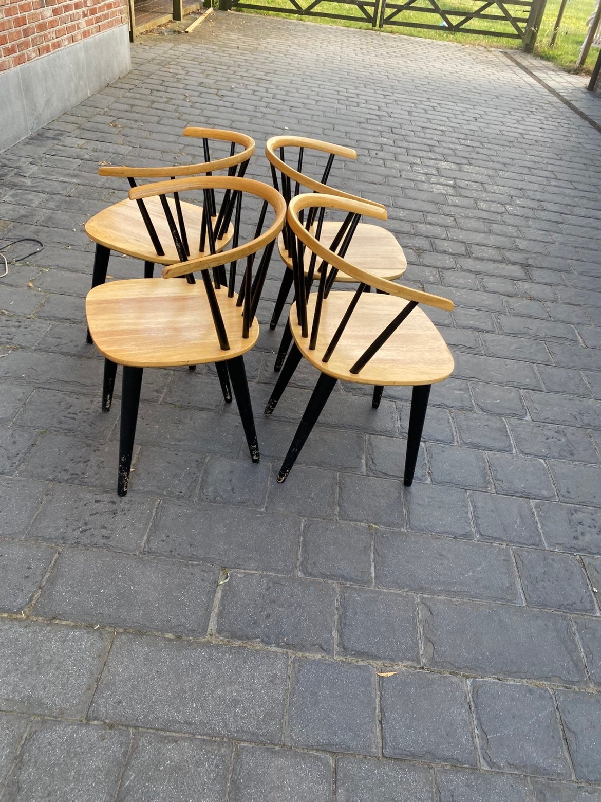 Set van 4 moderne houten stoelen – Scandinavische stijl, Enlèvement