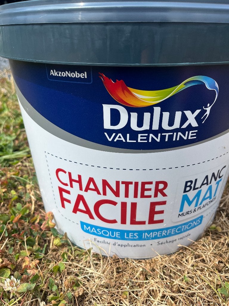 Peinture neuve Dulux Valentine blanc mat 10L, Neuf, Enlèvement, Peinture, 5 à 10 litres