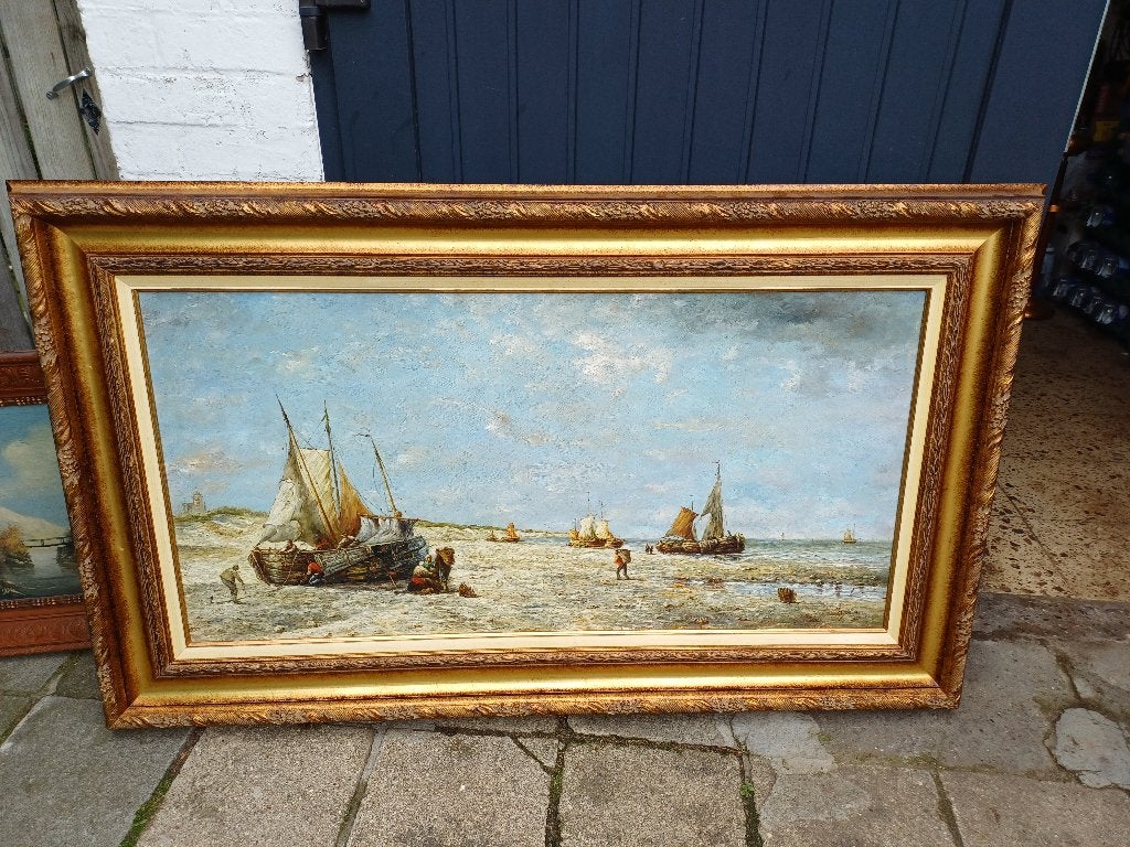 oude zeeverf op doek 160x90 rentolaat, Antiek en Kunst, Kunst | Schilderijen | Klassiek, Nederlandse school, Doek, Olieverf, Ophalen