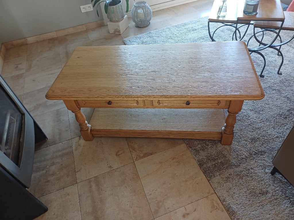 Salontafel masief eik, Huis en Inrichting, Tafels | Salontafels, Gebruikt, 100 tot 150 cm, Eikenhout, 50 tot 100 cm