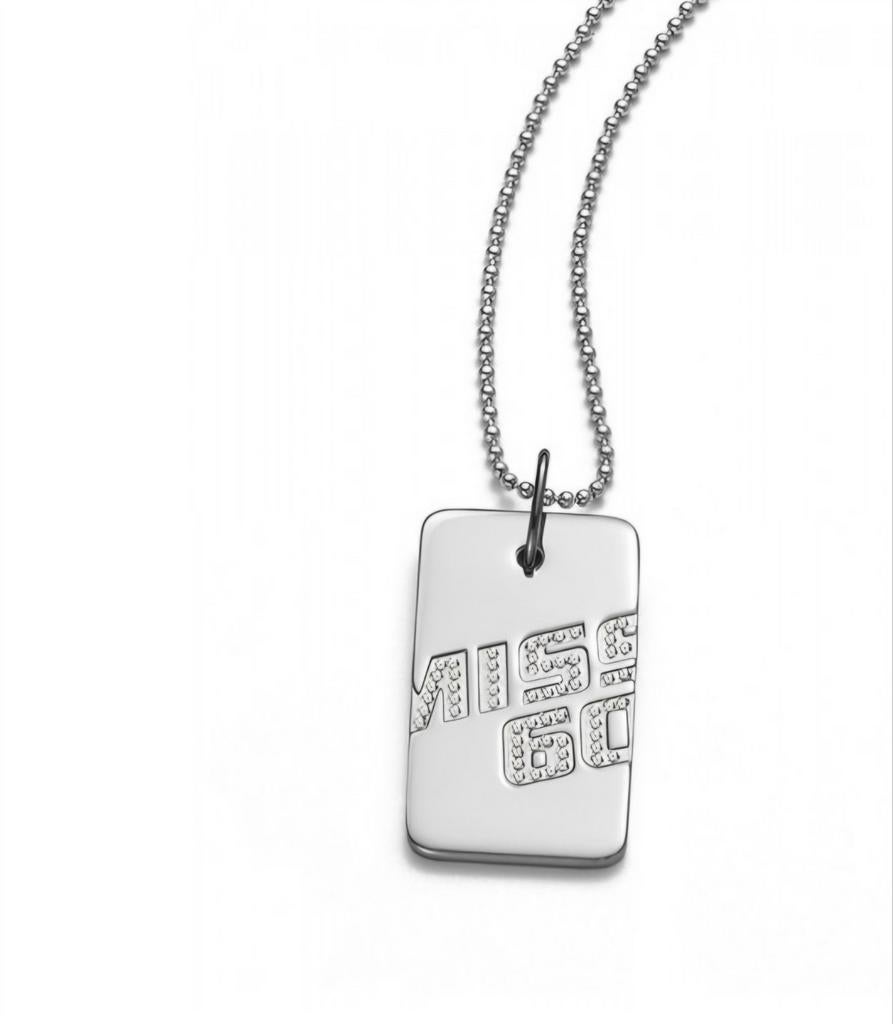 Miss Sixty halsketting met zilveren plaat, Met hanger, Ophalen of Verzenden, Zo goed als nieuw, Zilver