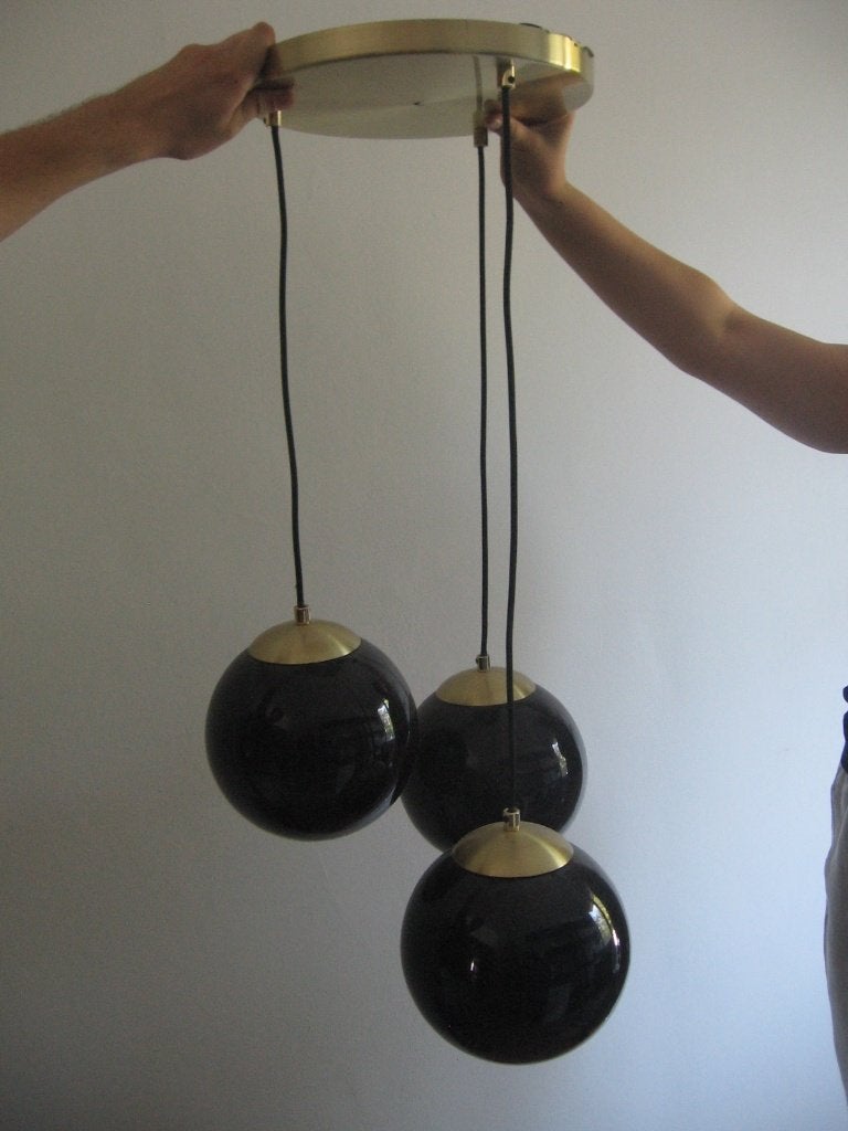 verlichting Qazqa pendant lamp met 3 zwarte bollen 97252, Huis en Inrichting, Ophalen, Gebruikt, Qazqa, Industrieel