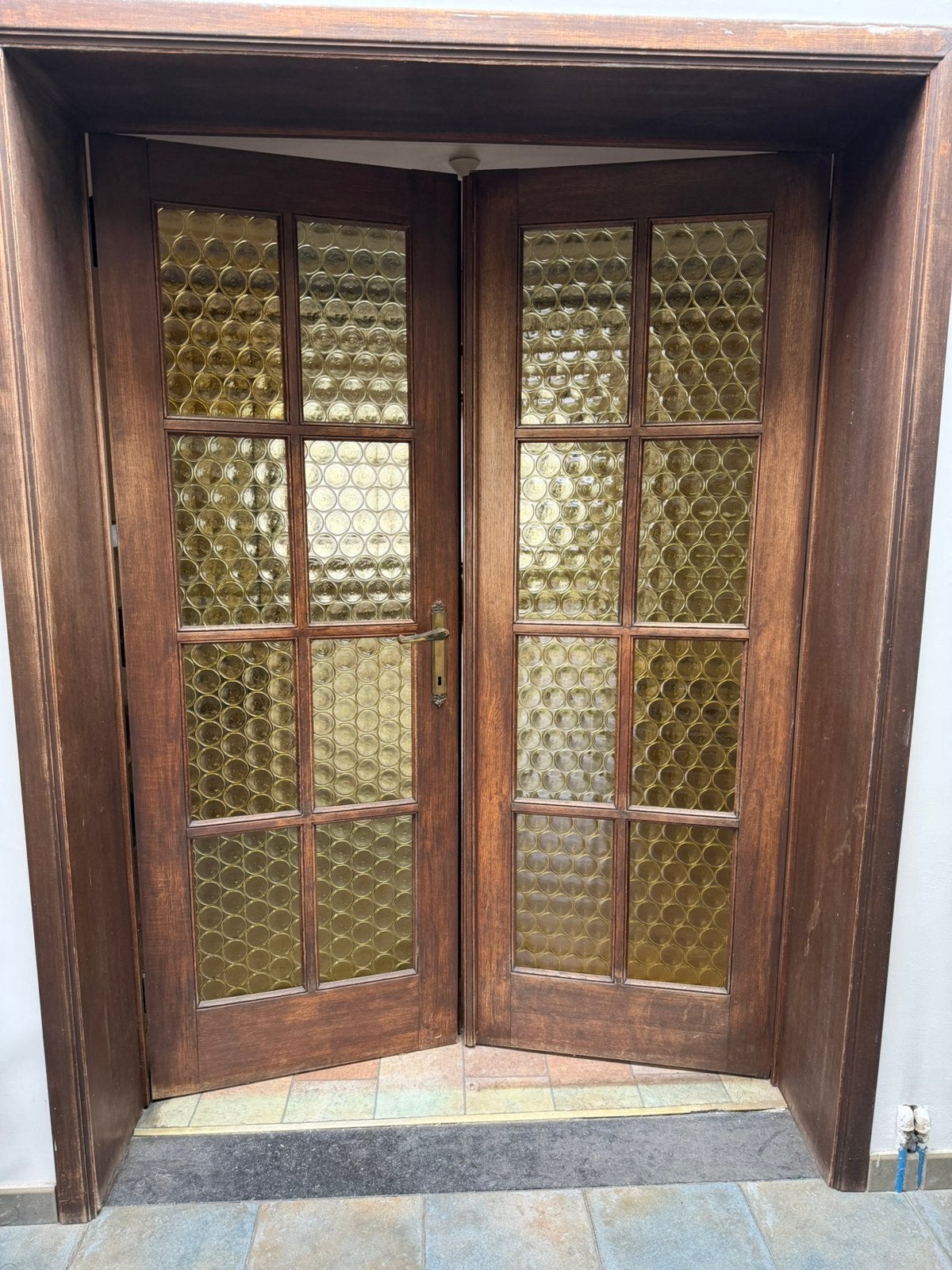 Portes en bois vintage avec magnifique verre texturé, Bricolage & Construction, Enlèvement, Utilisé, Verre
