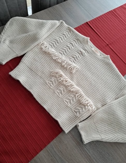 Kaos jeans crème cropped trui Large, Kleding | Dames, Truien en Vesten, Ophalen of Verzenden, Zo goed als nieuw, Maat 42/44 (L)