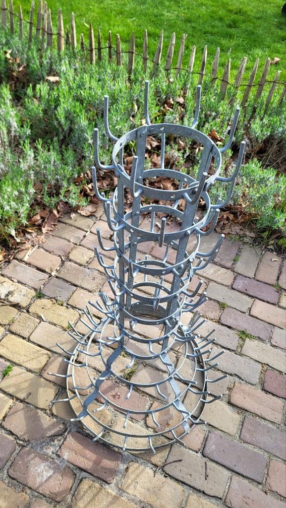 Antiek zinken flessenrek, Tuin en Terras, Ophalen