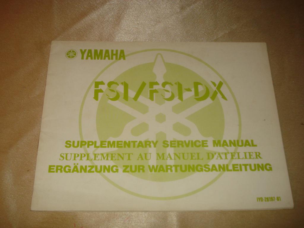 YAMAHA FS1 - FS1-DX Ancien Supplément au Manuel d'Atelier, Motoren, Handleidingen en Instructieboekjes, Ophalen of Verzenden, Yamaha