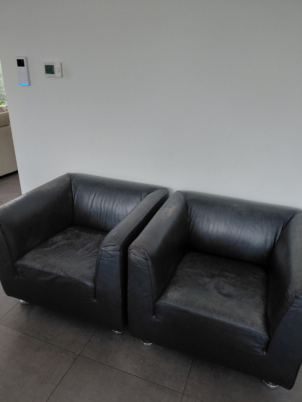 2x Gelderland 4800 fauteuil – Henk Vos – donkerblauw leer, Maison & Meubles, Fauteuils, Enlèvement