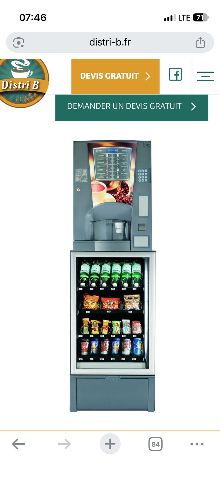 Koffieautomaat + minisnack, Ophalen, Dranken