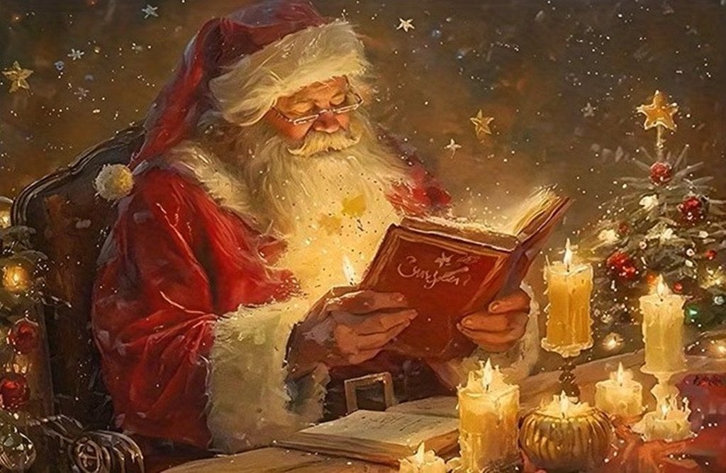 Peinture au diamant 50x40cm Père Noël (carré) n 44, Neuf, Enlèvement ou Envoi, Autres matériaux, Autres marques