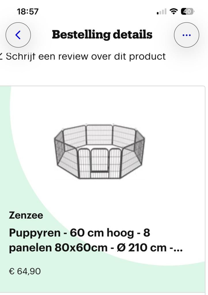 Puppyren, zwart, 60 cm hoog 210cm omtrek., Dieren en Toebehoren, Hondenhokken, Ophalen, Zo goed als nieuw