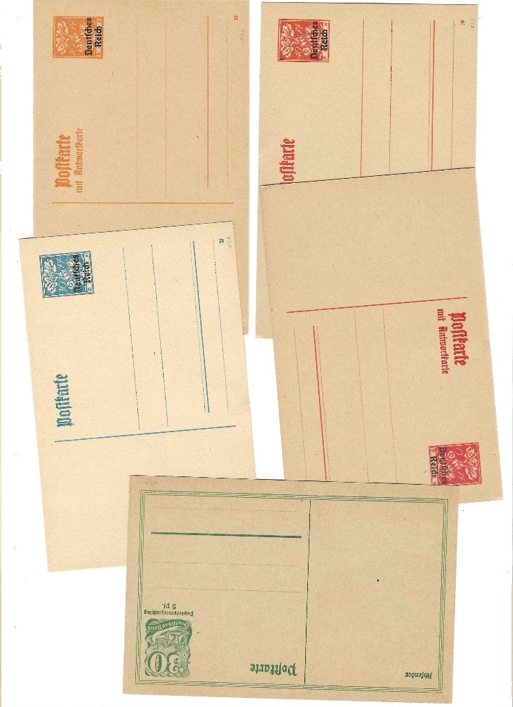 5 Duitse kaarten Duitse Reich, Collections, Enlèvement ou Envoi
