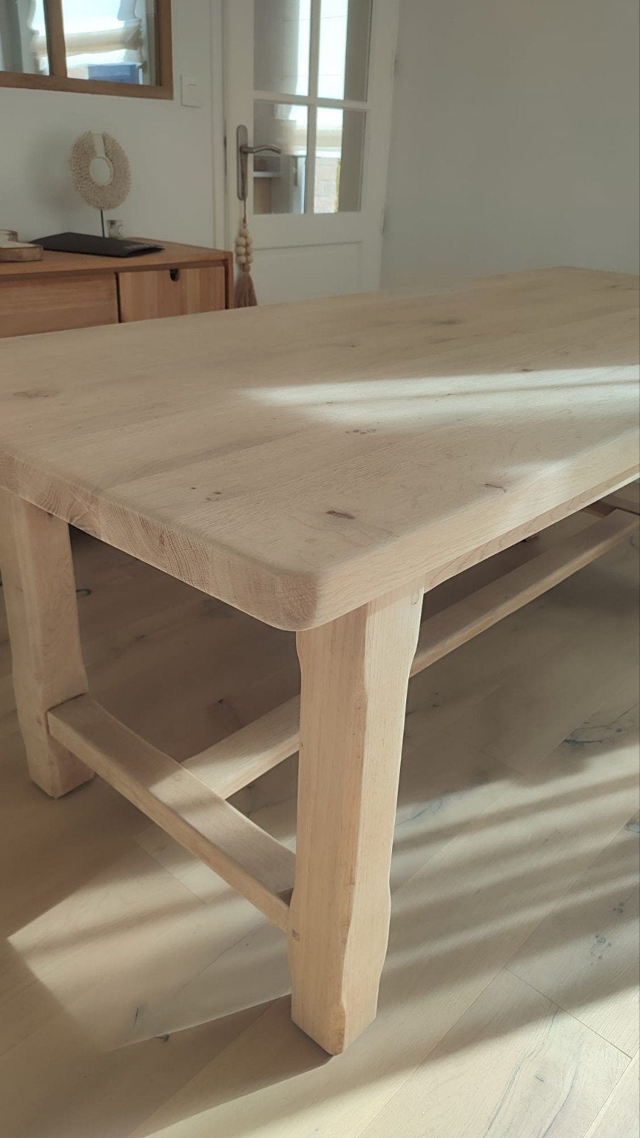 Authentique table de ferme chêne massif, Comme neuf, Enlèvement, 50 à 100 cm, Chêne