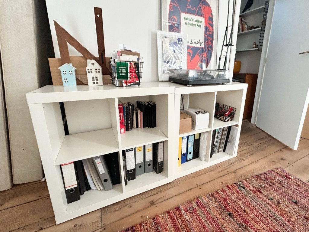 IKEA KALLAX blanc – 1 colonne + 2 meubles – 95 €, Maison & Meubles, Enlèvement, Utilisé