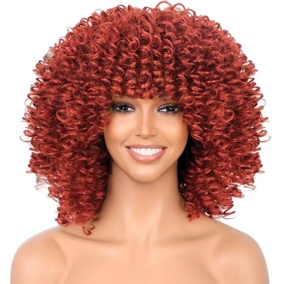 Pruik afro spiraalkrullen vol volume koperrood, Handtassen en Accessoires, Verzenden, Nieuw