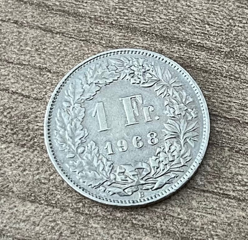munt Zwitzerland - Helvetia - 1 franc - 1968, Postzegels en Munten, Munten | Europa | Niet-Euromunten, Ophalen of Verzenden
