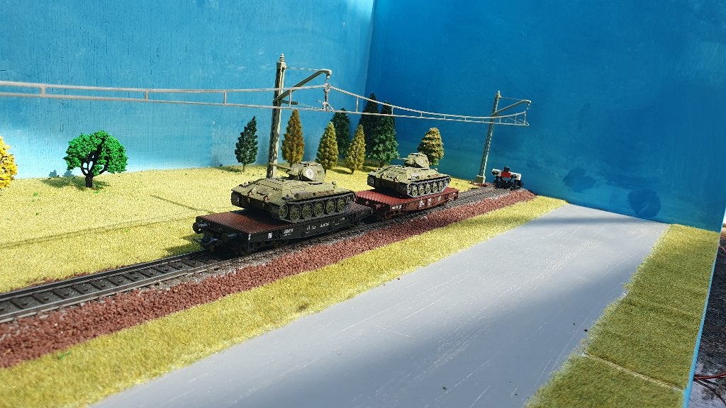 Wagons plats Roco 2 H0 avec chars russes, Neuf, Enlèvement ou Envoi, Roco, Set de Trains