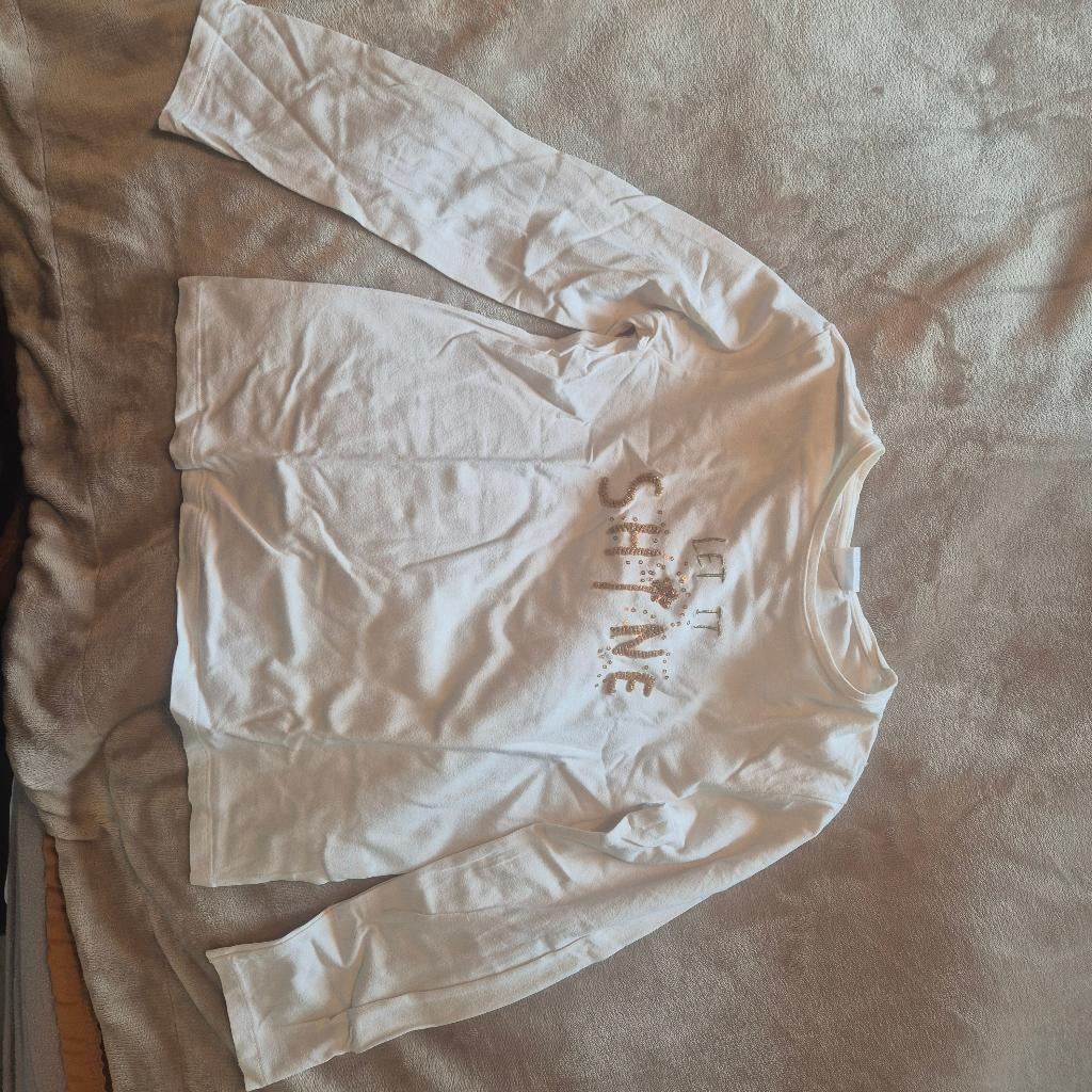 Witte glitter longsleeve “Let It Shine”, Kinderen en Baby's, Kinderkleding | Maat 152, Ophalen, Meisje, Zo goed als nieuw, Zara
