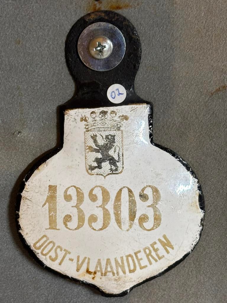 Emaille fietsplaat 1902 plaque velo nummerplaat mancave, Ophalen