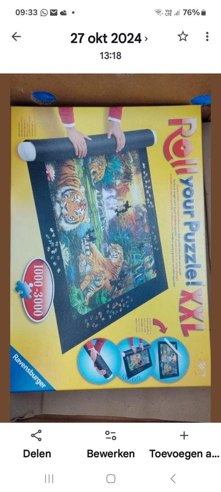 xl puzzelmat, Ophalen