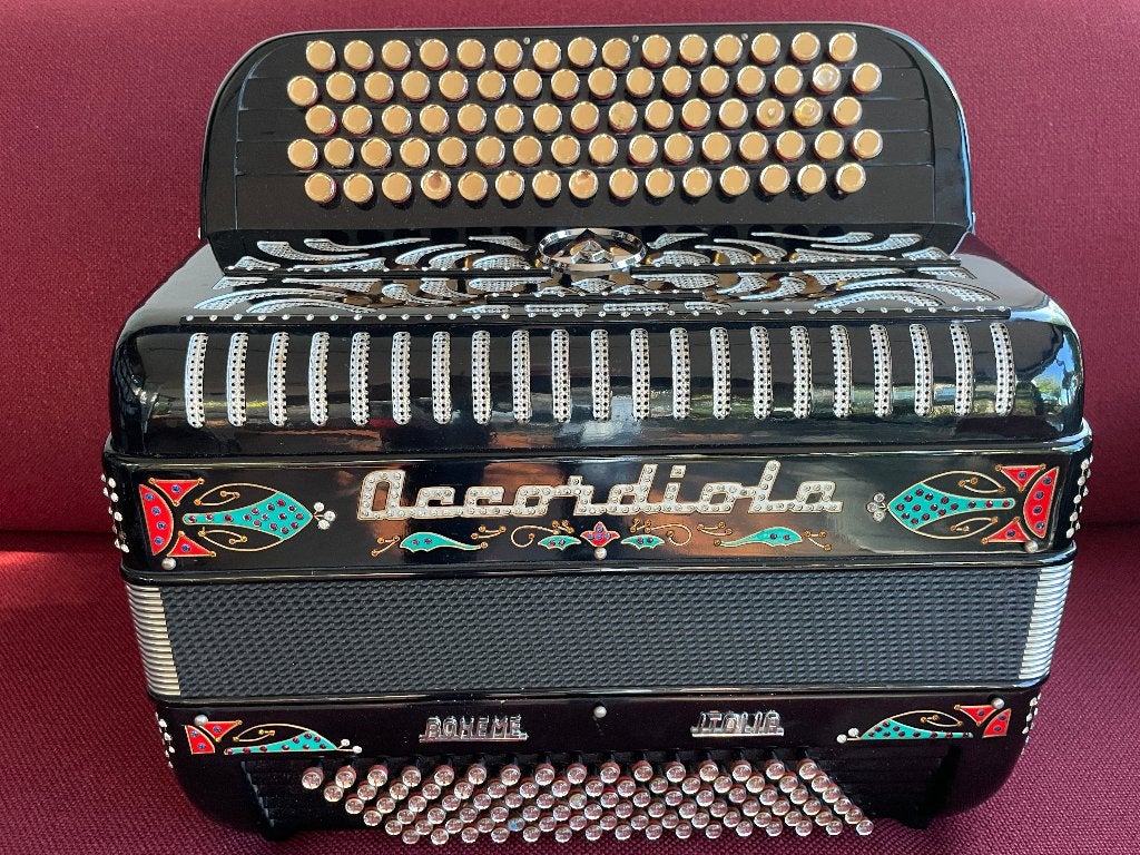 Kleine italiaanse Accordiola Bohème knopaccordeon.DO3Musette, Muziek en Instrumenten, Gebruikt, Met koffer, Ophalen of Verzenden