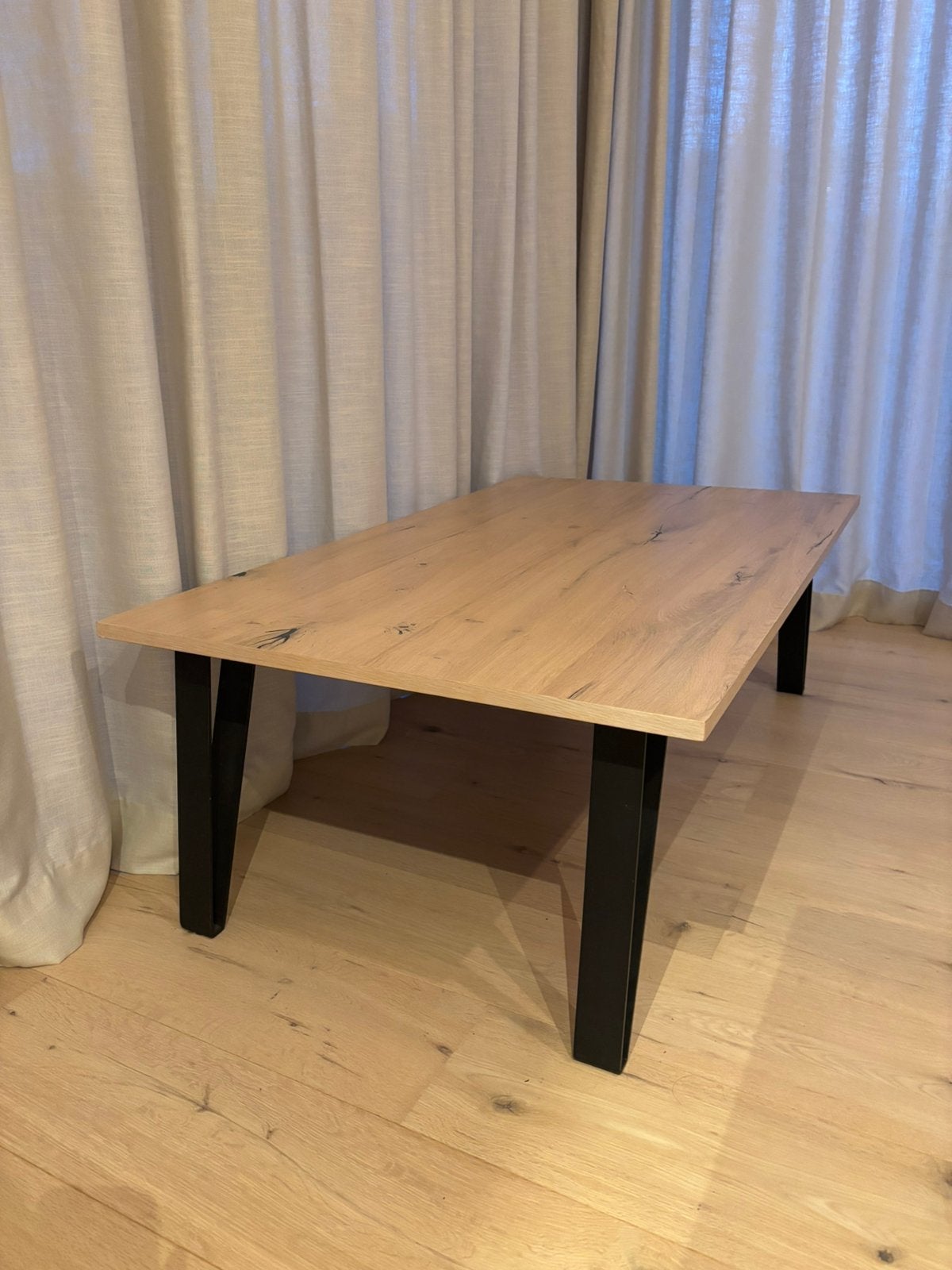 Salontafel beukenhout met hairpin legs, Huis en Inrichting, Tafels | Salontafels, Zo goed als nieuw, 50 tot 100 cm, 100 tot 150 cm