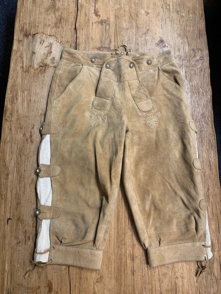 Unisex originele Lederhosen kniebroek, Kleding | Heren, Beige, Maat 56/58 (XL), Ophalen of Verzenden, Zo goed als nieuw