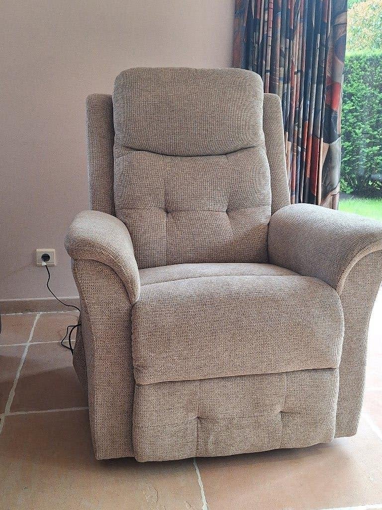 Fauteuil inclinable électrique Cosima, tissu, beige, 75 à 100 cm, Klassiek, Moins de 150 cm, Banc droit