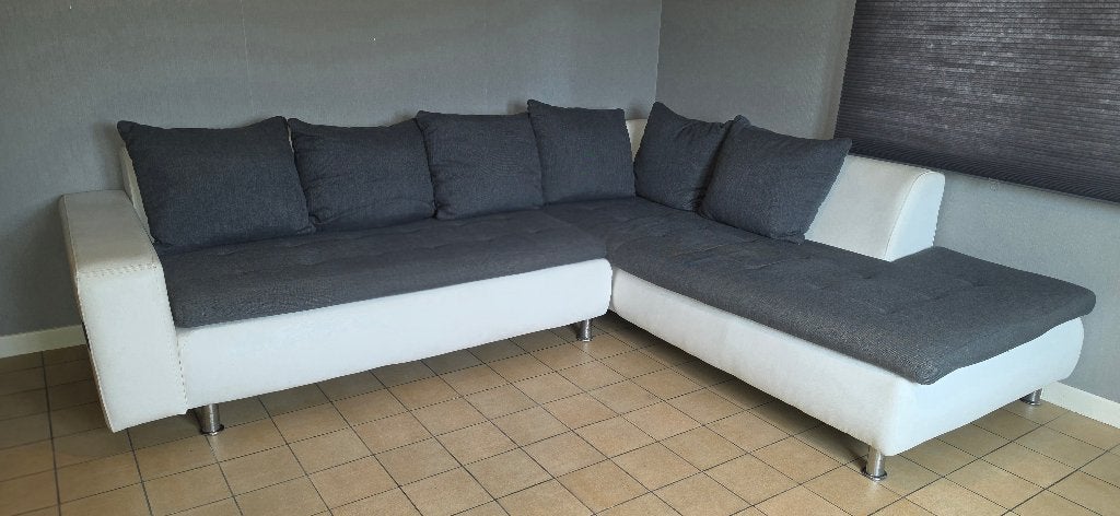 Hoeksalon met longchair, Ophalen, Zo goed als nieuw, Leer