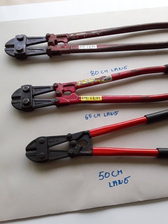 Kniptang betonijzer lot 3 stuks samen 50-65-80cm lang, Ophalen, Gebruikt, Tang, Ridgid
