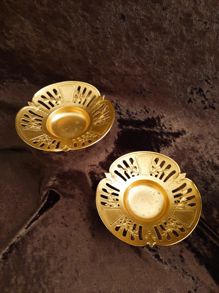 2 schaaltjes art nouveau verguld, Antiquités & Art, Enlèvement