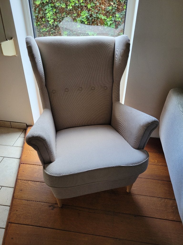 IKEA oorfauteuil beige, Ophalen, Hout, Eenpersoons, Hoekbank
