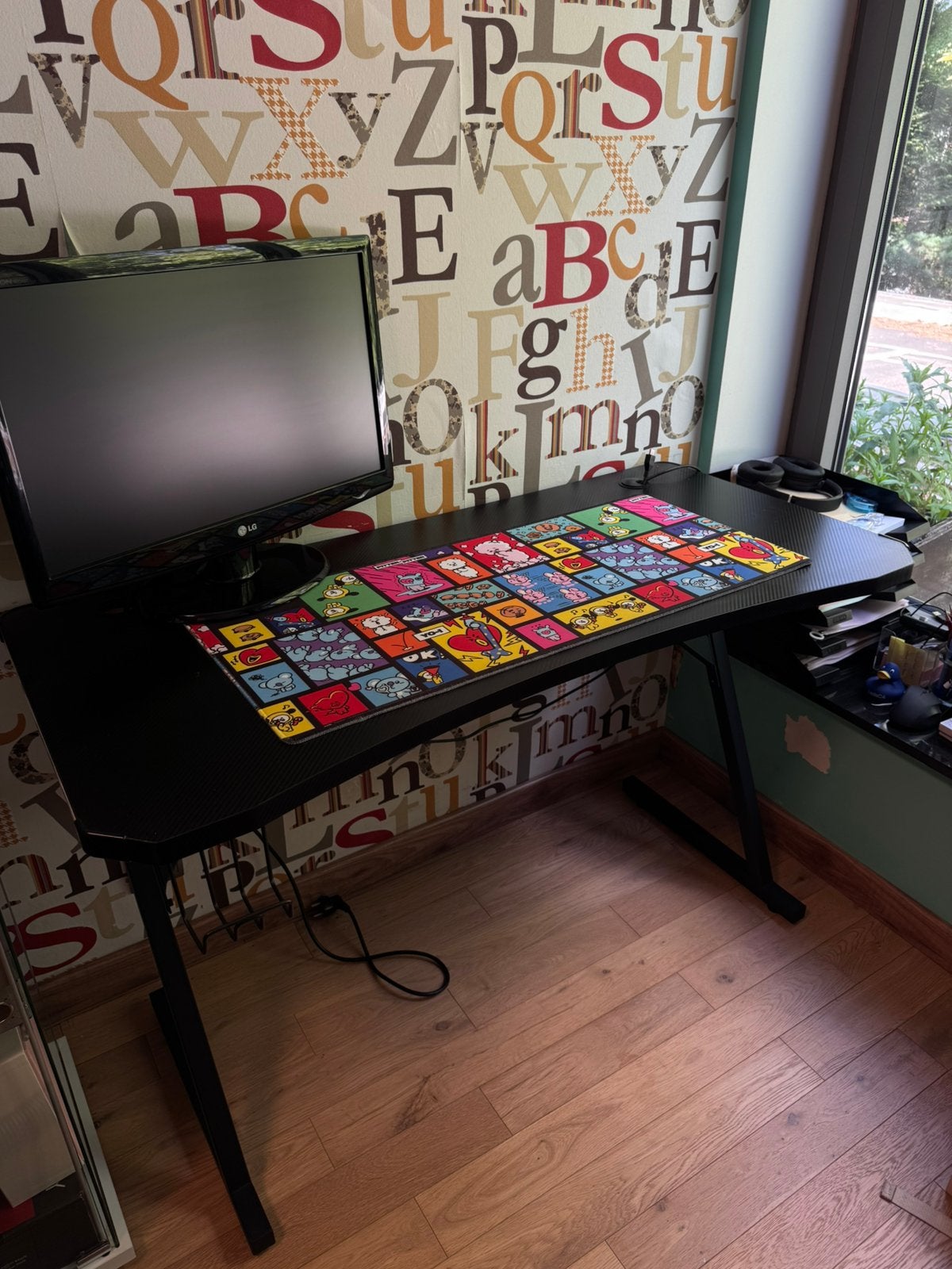 Zwarte bureau met RGB verlichting, Enlèvement, Comme neuf