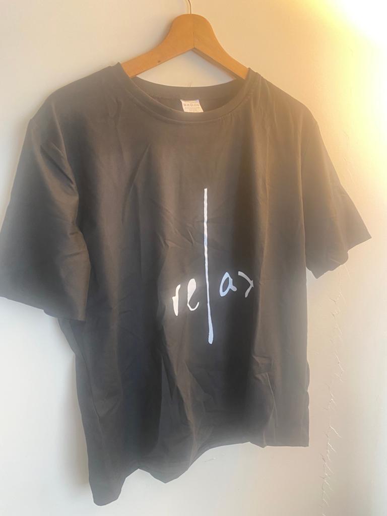 Cool Relax Printed Unisex Oversize T-Shirt (Black) This, Ophalen of Verzenden, Nieuw, Maat 56/58 (XL), Zwart