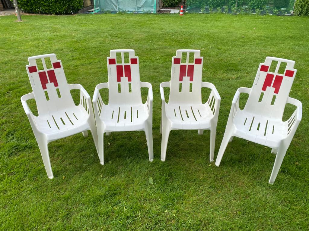 Boston tuinstoelen -Pierre Paulin - Henry Massonnet jaren 80, Ophalen, Gebruikt, Plastic