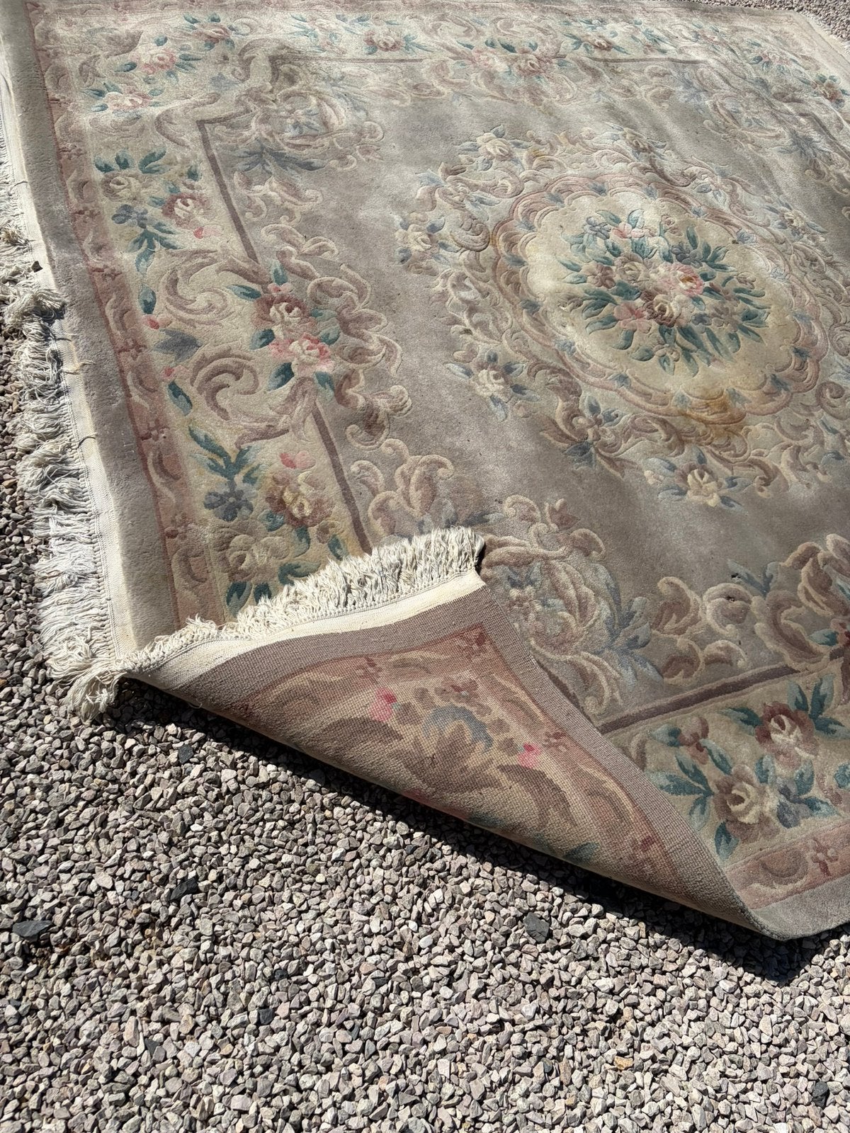 Dik wollen tapijt, Ophalen, Gebruikt, Beige, Vierkant