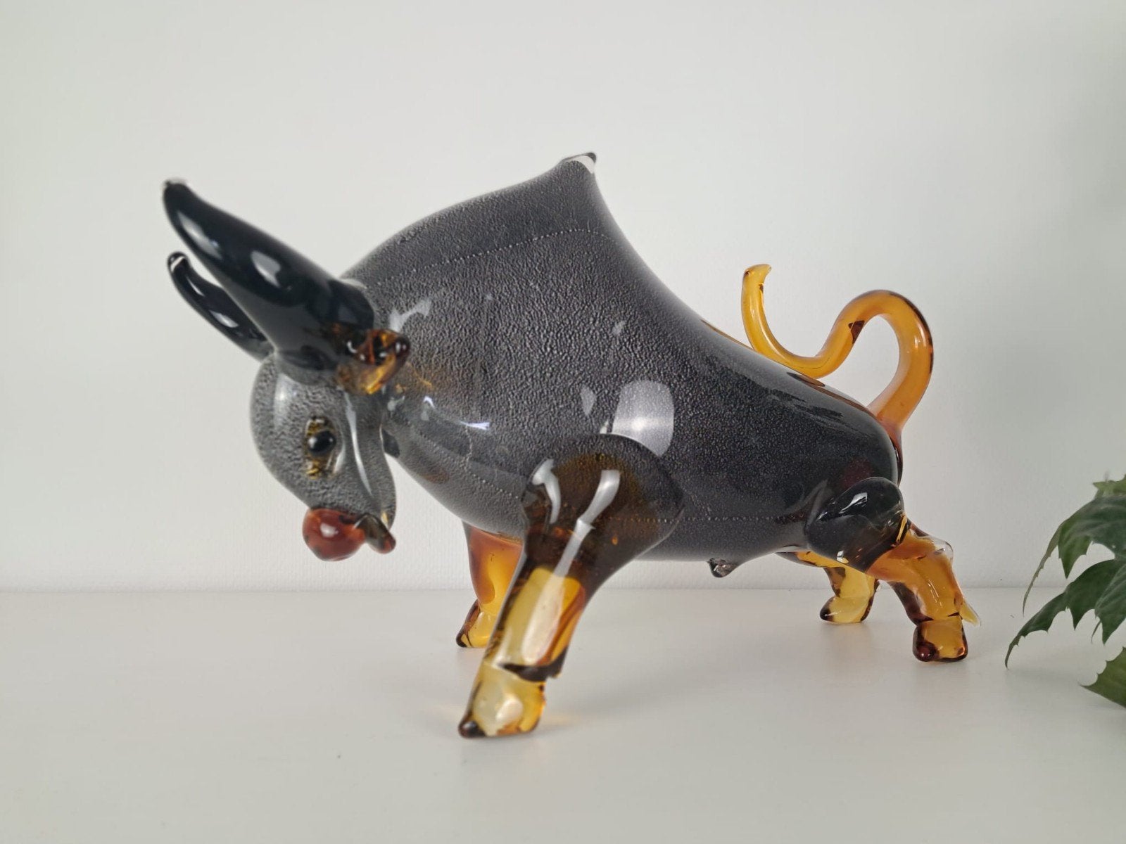 Prachtige Grote Glazen Stier / Decoratief Kunstobject, Antiek en Kunst, Ophalen of Verzenden, Object, Glas