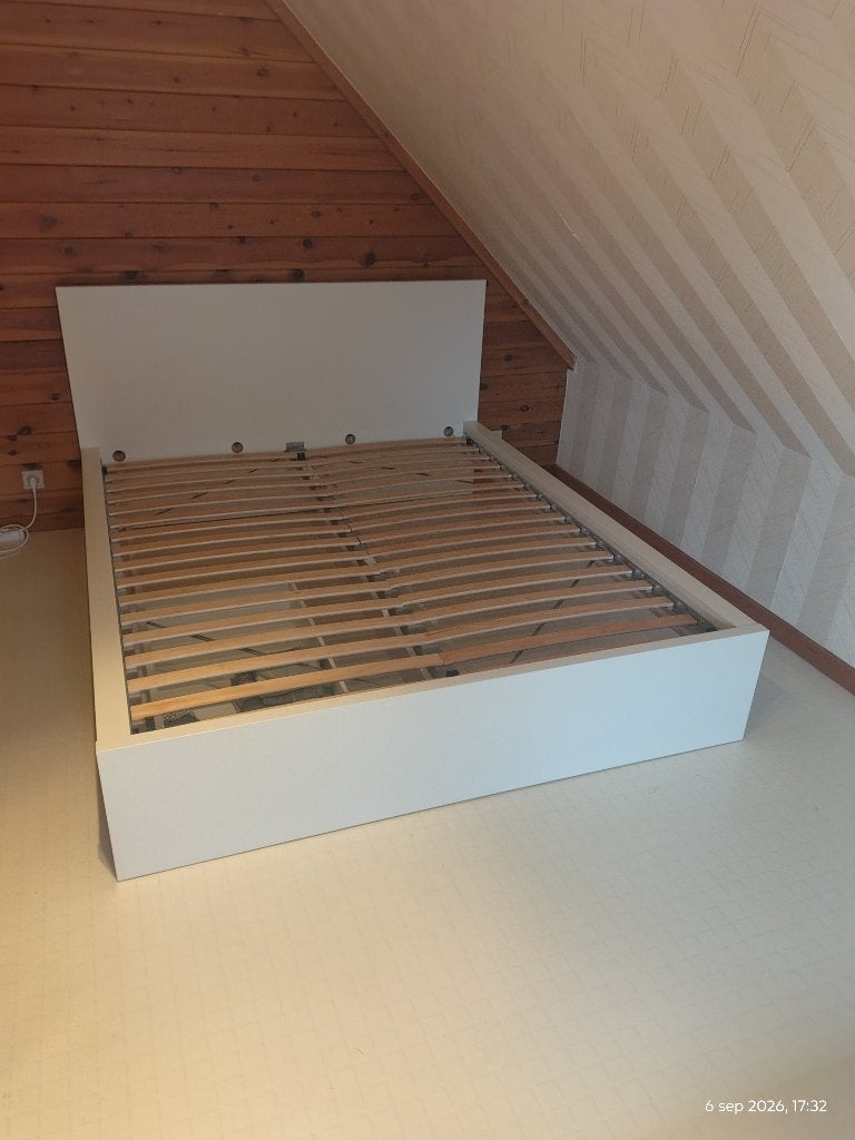 Malm bed 160 x 200cm, Ophalen, Wit, Tweepersoons, Zo goed als nieuw