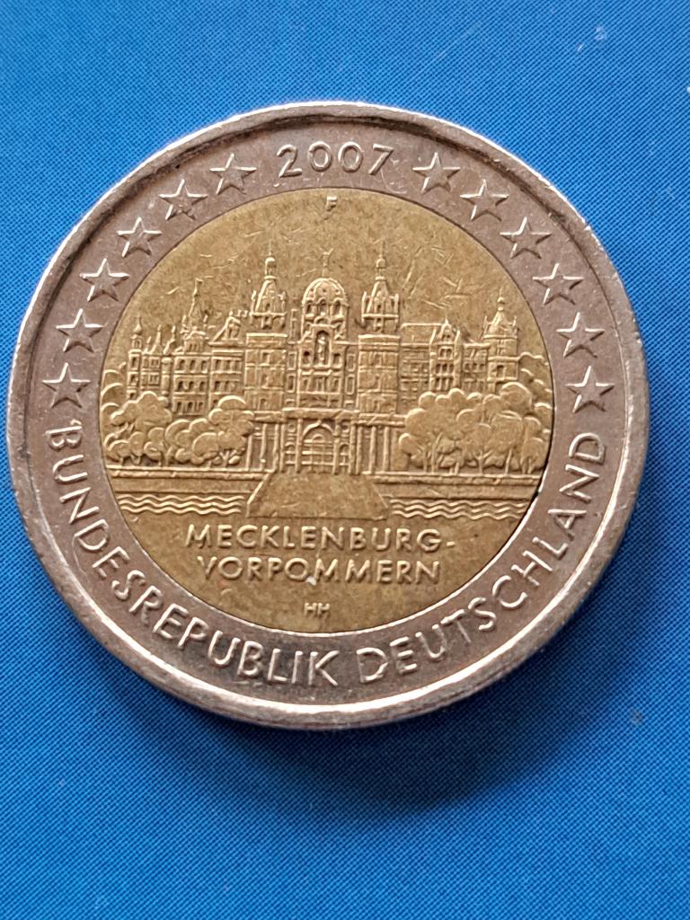 2007 F Allemagne 2 euros Mecklembourg-Poméranie oc Stuttgart, Envoi, Allemagne, 2 euros, Monnaie en vrac