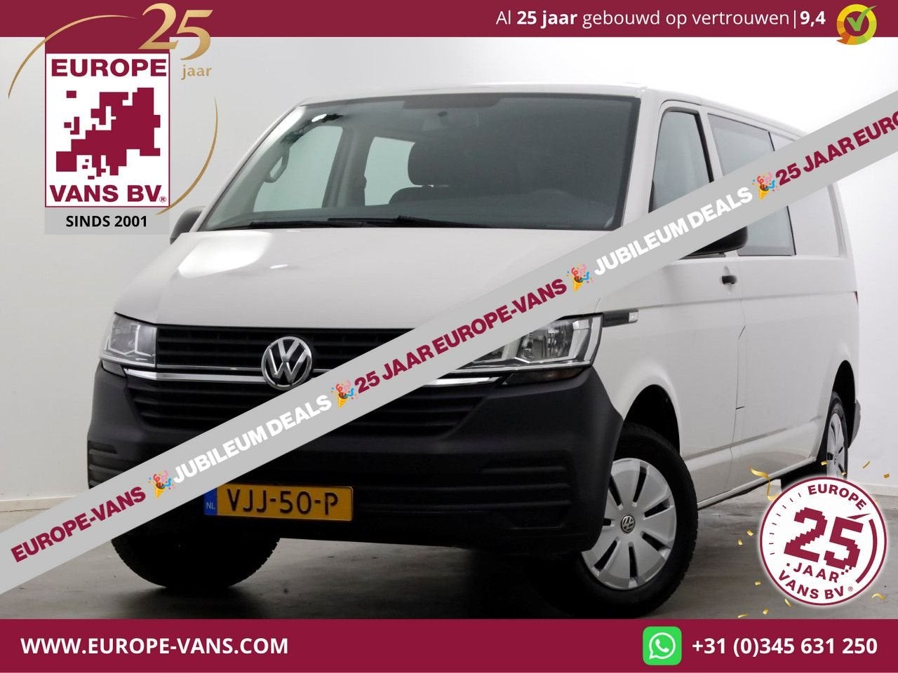Volkswagen Transporter T6.1 2.0 TDI 150pk Lang D.C. Airco/Ac, 207 g/km, Electronic Stability Program (ESP), Wit, Bedrijf