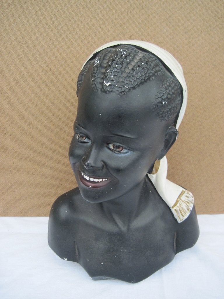 Borstbeeld Afrikaanse vrouw, Rafaello Scali - Belgie, Ophalen of Verzenden, Vrouw
