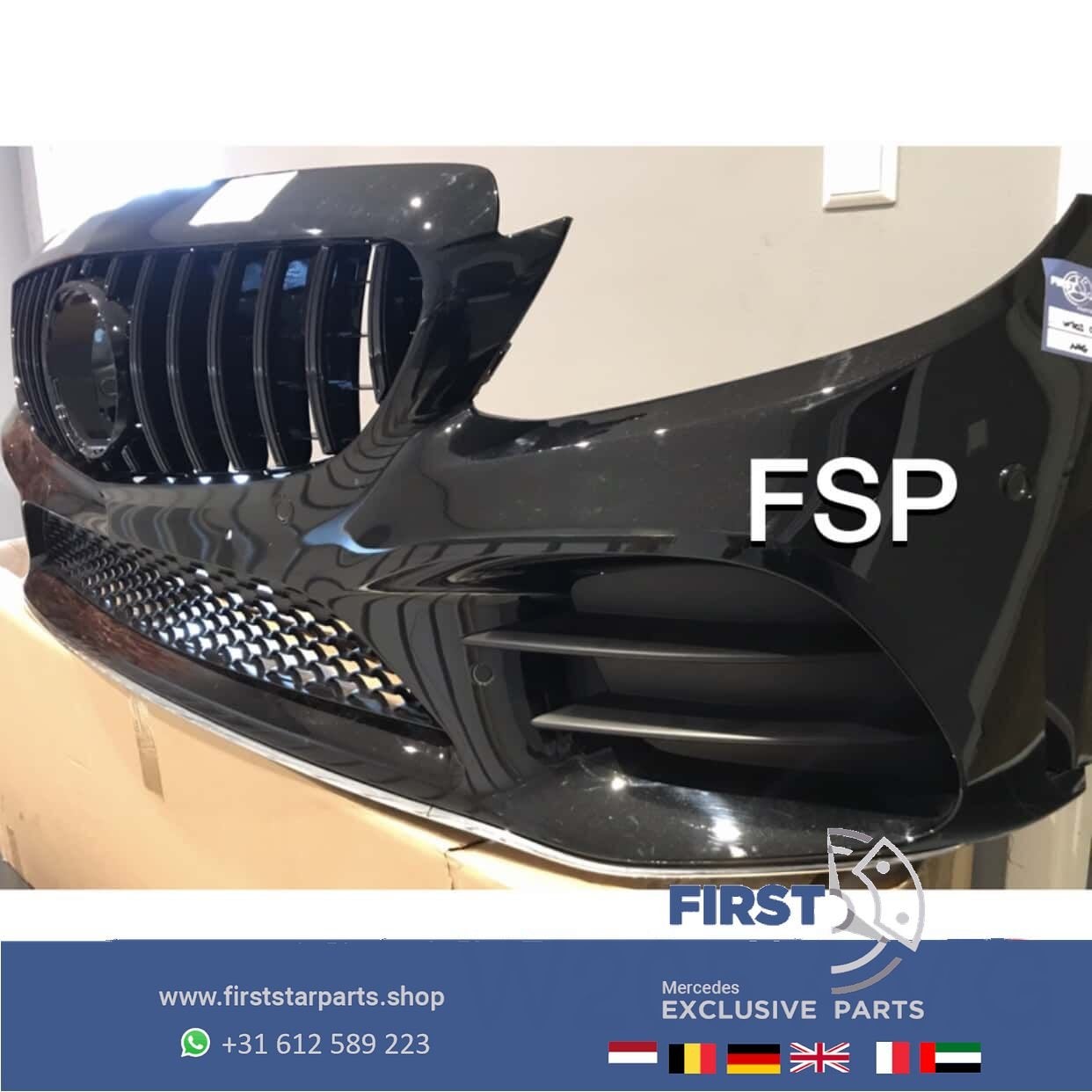 W205 C43 AMG FACELIFT VOORBUMPER ZWART Mercedes C Klasse 43, Utilisé, -, Avant, -