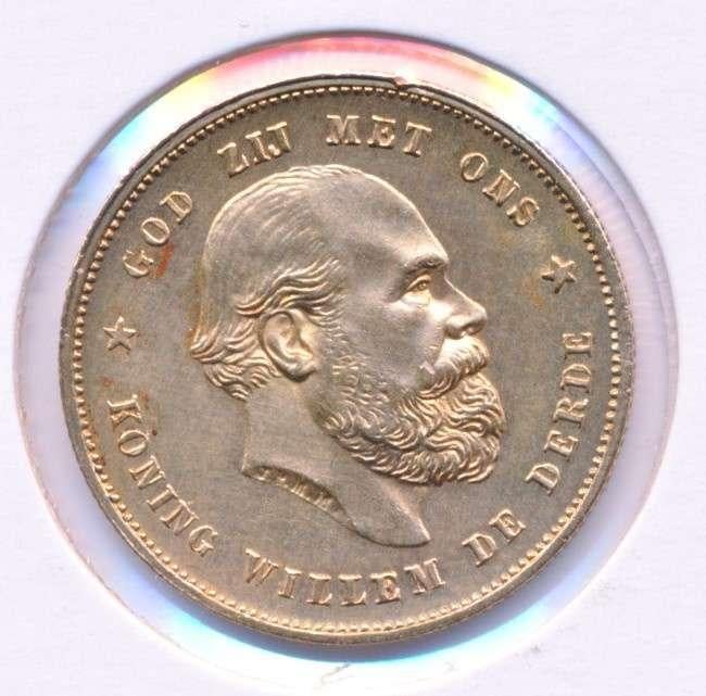 Nederland Gouden tientje 1879/1877 Overslag Willem 3, Enlèvement ou Envoi, Or