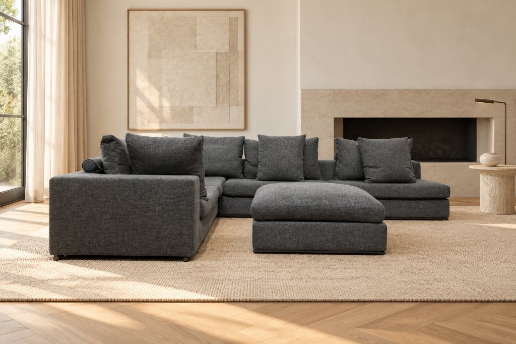 NIEUW Flexform Groundpiece Grijs + GARANTIE | NP €27.500, Huis en Inrichting, Design Bank Bankstel Zetel Hoekbank Flexform, Hoekbank