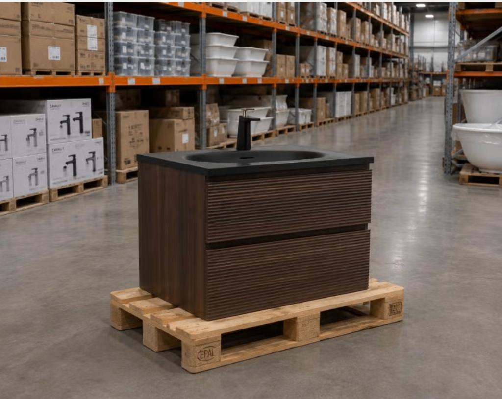 LAATSTE! Wastafelkast badmeubel 80 cm walnoot Nieuw! nr158A, Enlèvement, Neuf