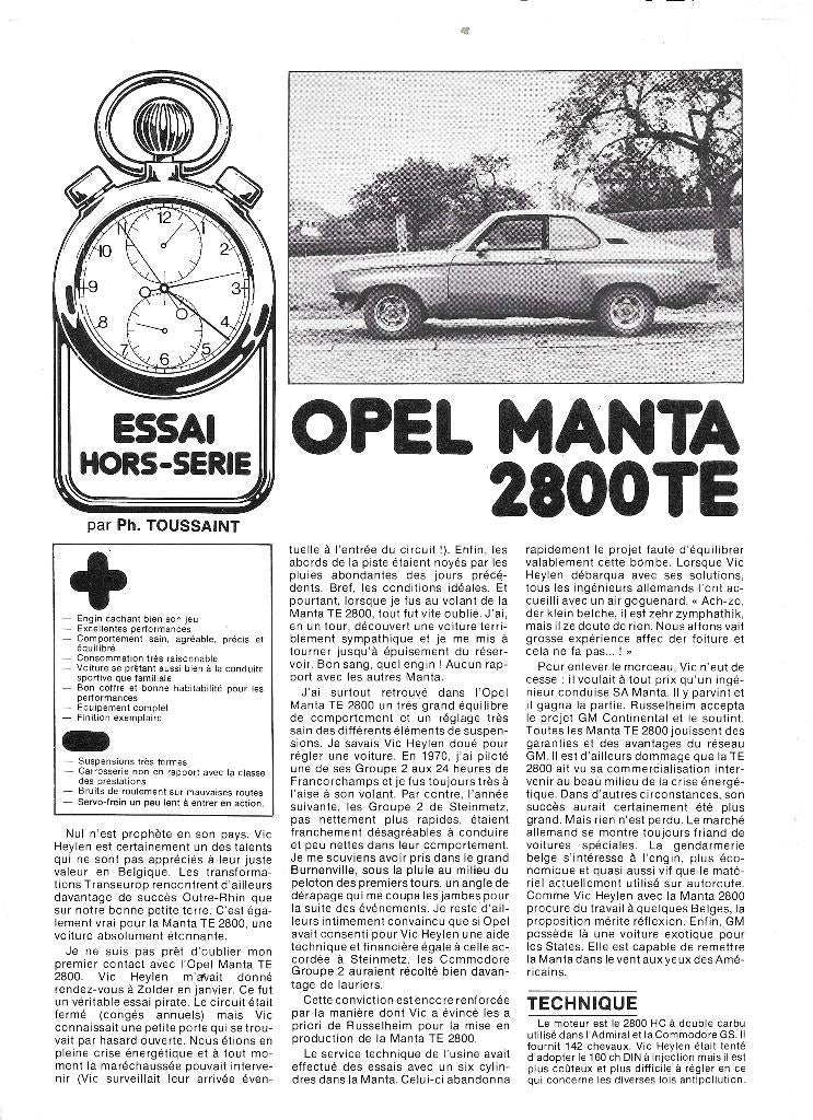 OPEL MANTA TE 2800, Ophalen of Verzenden, Zo goed als nieuw, Opel