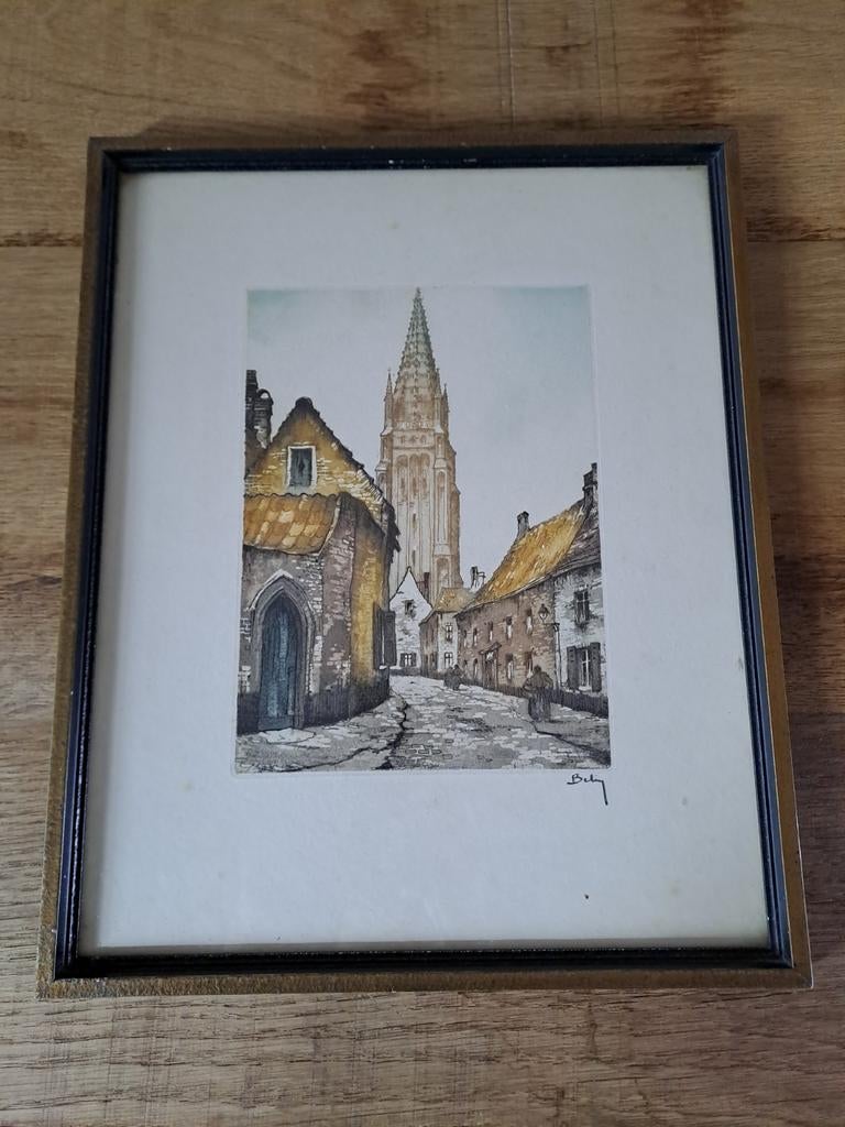 HEBBELINCK ets Brugge, Antiek en Kunst, Kunst | Tekeningen en Fotografie, Ophalen of Verzenden