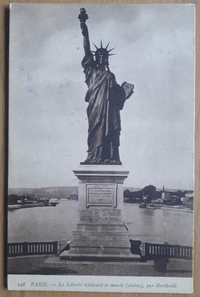 VINTAGE POSTCARD Vrijheidsstandbeeld nog in Parijs 1908, Verzamelen, Verzenden, Voor 1920, Gelopen, Politiek en Historie