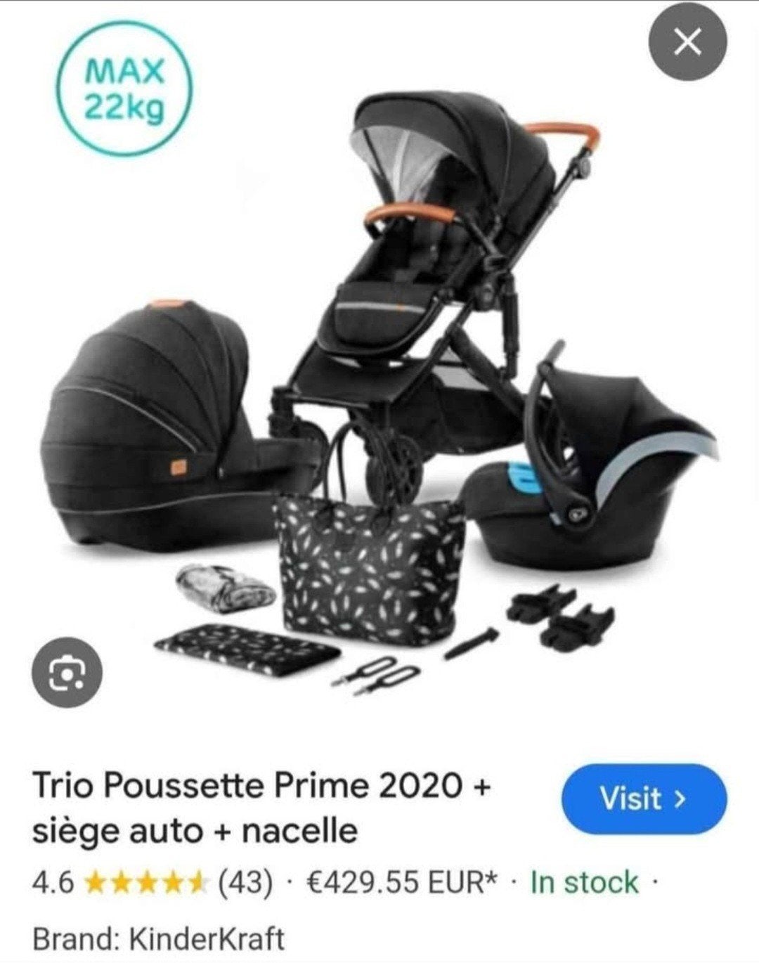pousette +siege auto kinderkraft, Enlèvement