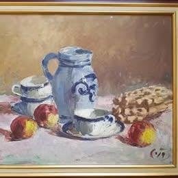 Huile au couteau Hector Chavepeyer, Antiquités & Art, Enlèvement, Nature morte