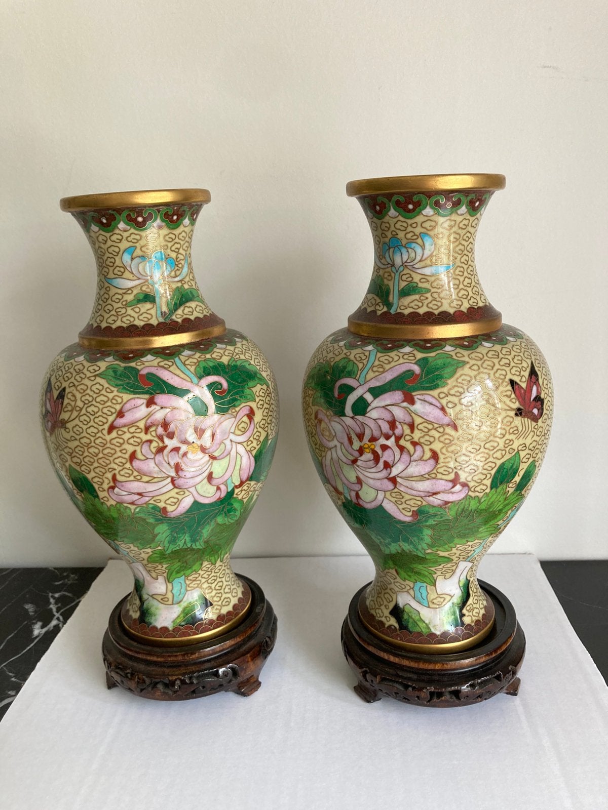 2 prachtige vintage Chinese cloisonné vazen, Ophalen of Verzenden